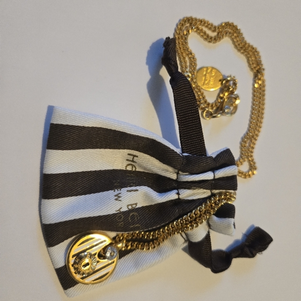 Henri Bendel, Gold Pendant Necklace, with Signature Bag